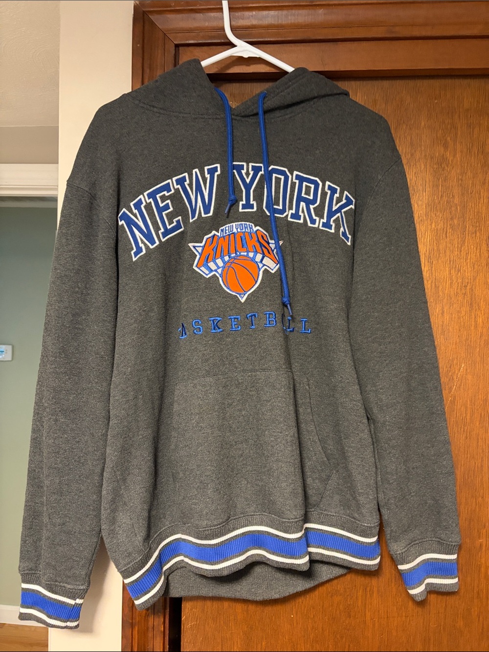 Unk Gray New York Knicks Pullover Hoodie with Blue and Orange Accents